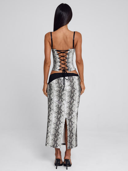 Ravelle Midi Skirt Silver Snake
