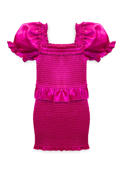 TWEEN RAYNE TIERED PUFF SLEEVE SMOCKED DRESS - FINAL SALE