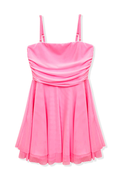 TWEEN ROCHELLE SOLID MESH STRAPLESS DRESS