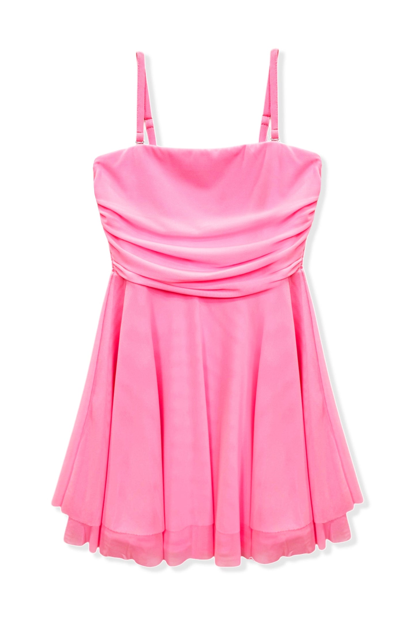 JUNIOR ROCHELLE SOLID MESH STRAPLESS DRESS