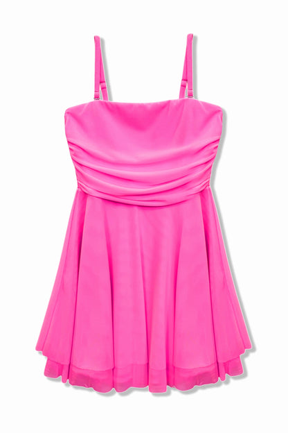 TWEEN ROCHELLE SOLID MESH STRAPLESS DRESS