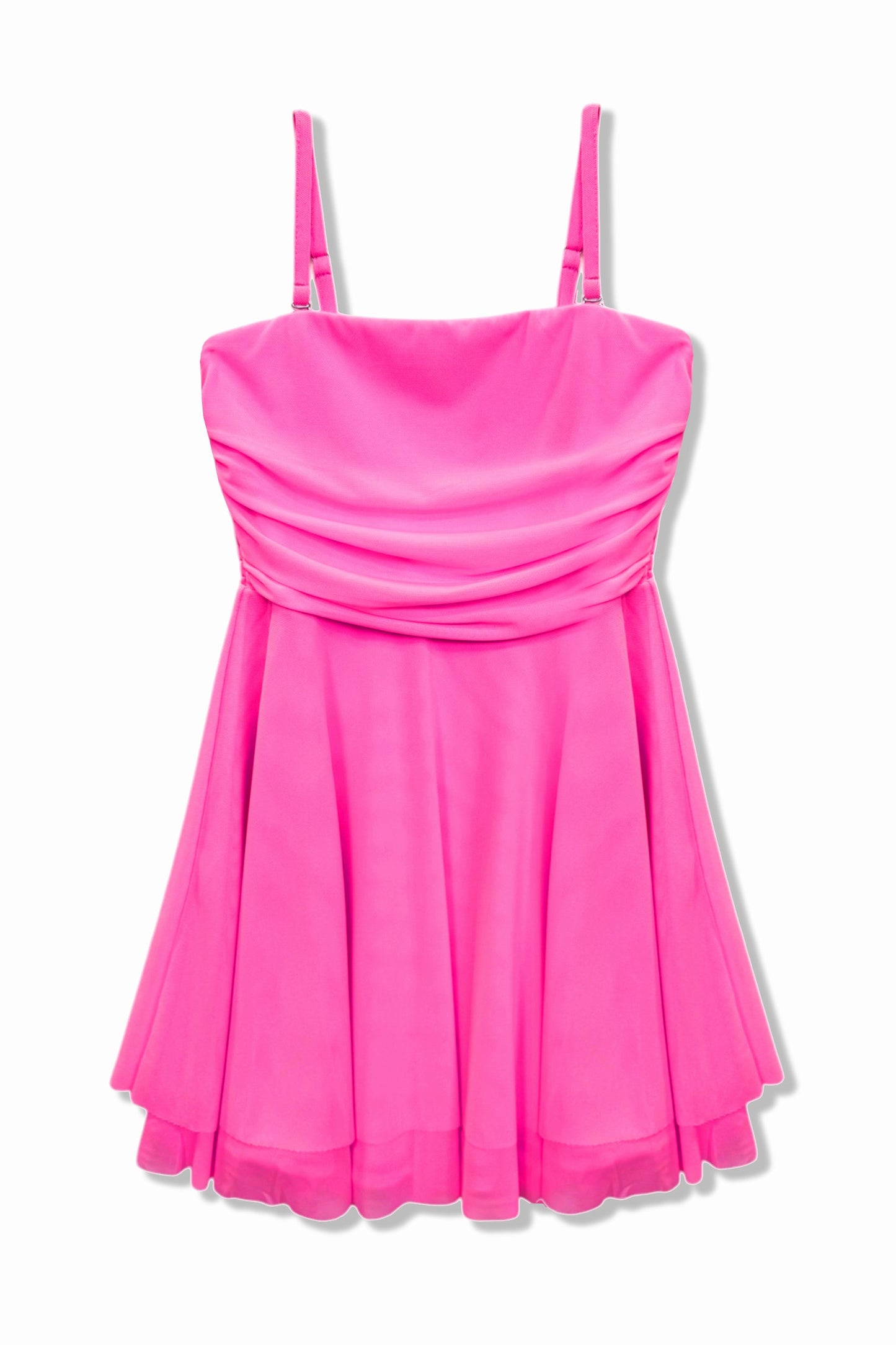 JUNIOR ROCHELLE SOLID MESH STRAPLESS DRESS