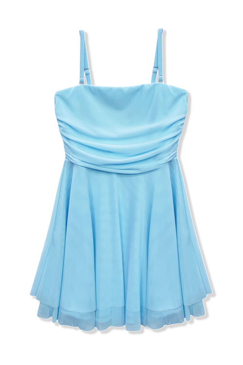 TWEEN ROCHELLE SOLID MESH STRAPLESS DRESS