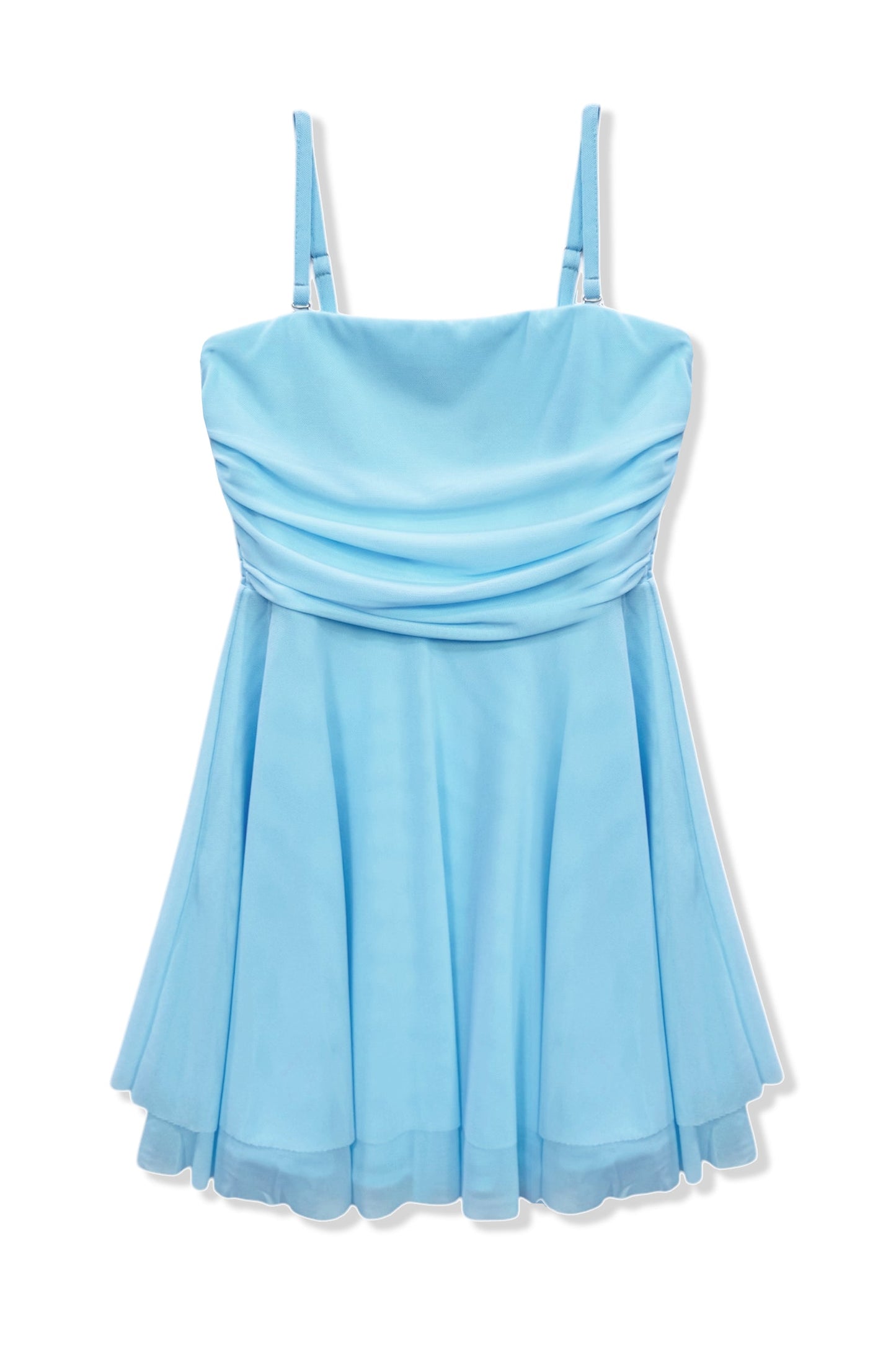 JUNIOR ROCHELLE SOLID MESH STRAPLESS DRESS