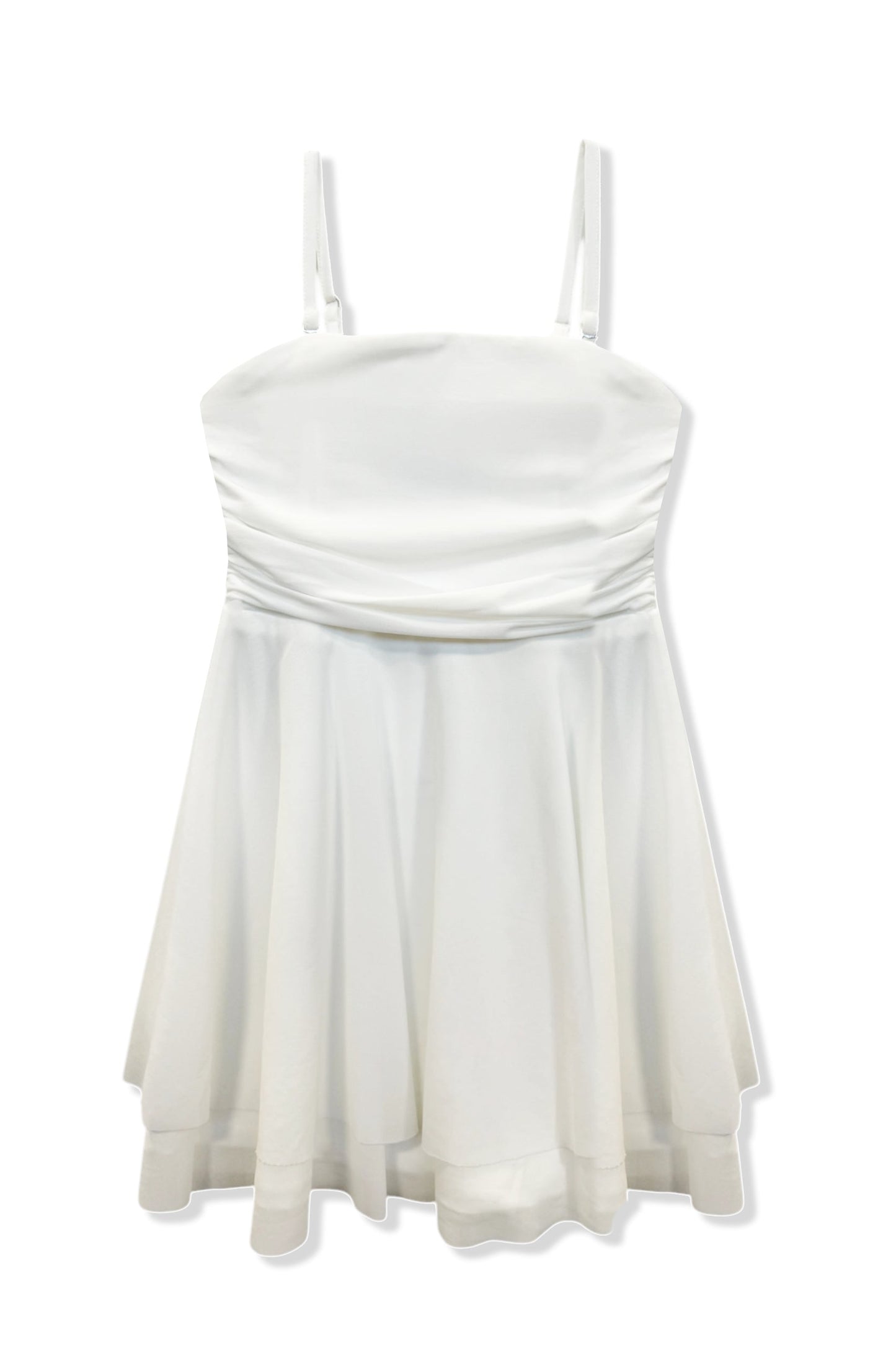 JUNIOR ROCHELLE SOLID MESH STRAPLESS DRESS