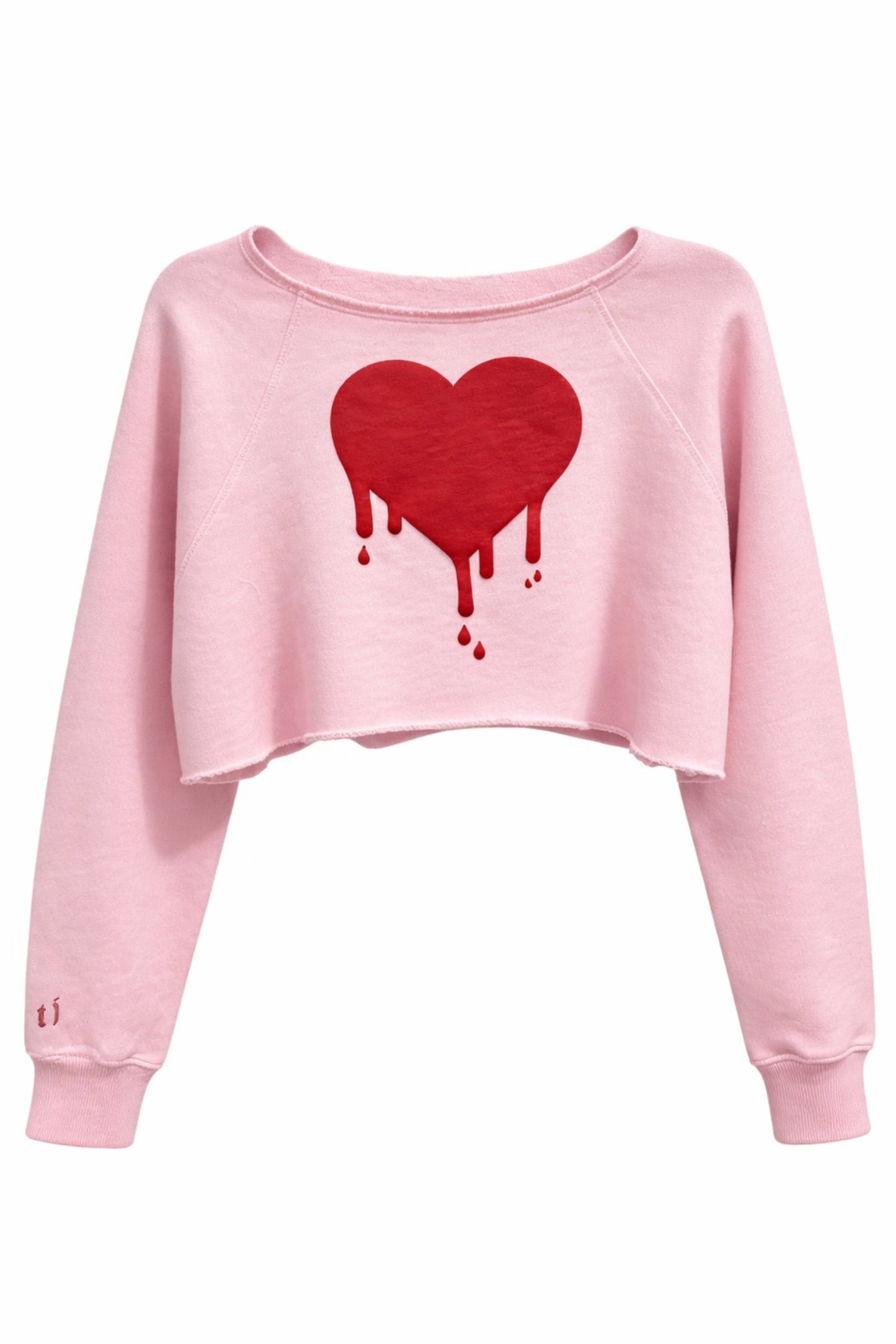 TWEEN SHANE VDAY OFF SHOULDER CROP SWEATSHIRT - FINAL SALE