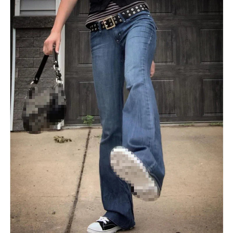 DressBetty - 2024 Sexy Blue Bell Bottom Boot-cut Fashion Streetwear Jeans