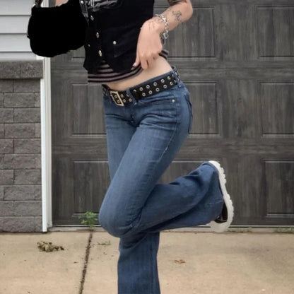 DressBetty - 2024 Sexy Blue Bell Bottom Boot-cut Fashion Streetwear Jeans