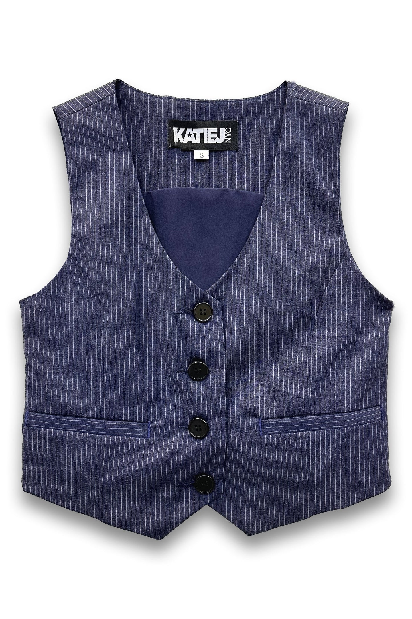 TWEEN SIENNA VEST IN PINSTRIPE - FINAL SALE