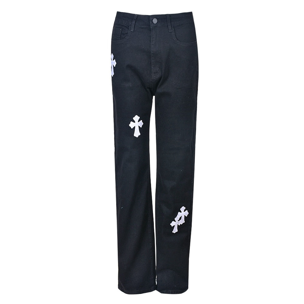 DressBetty - Women Low Waist Vintage Straight Denim Trousers Cyber Y2k Goth Pants Fashion Mom Jeans