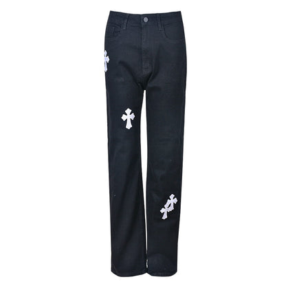 DressBetty - Women Low Waist Vintage Straight Denim Trousers Cyber Y2k Goth Pants Fashion Mom Jeans