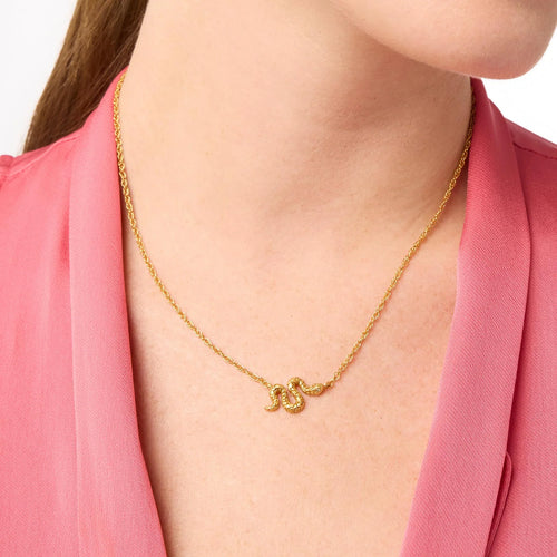 Snake Delicate Necklace - Cubic Zirconia - OS