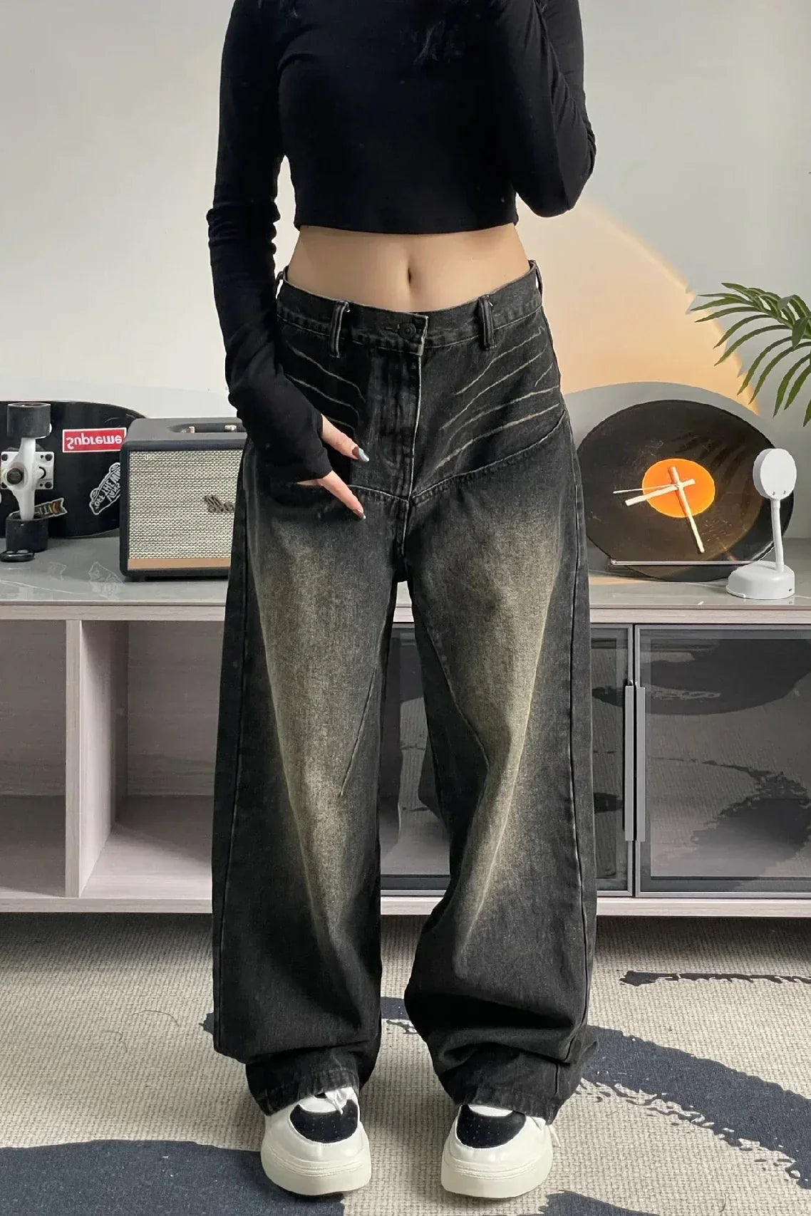 DressBetty - 2024 High Street Spicy Girls Straight Tube Wide Leg Long Pants