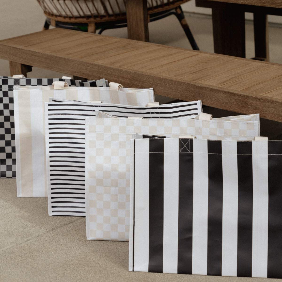 Thin Stripe XL All Day Bag with Matching Removable Pouch