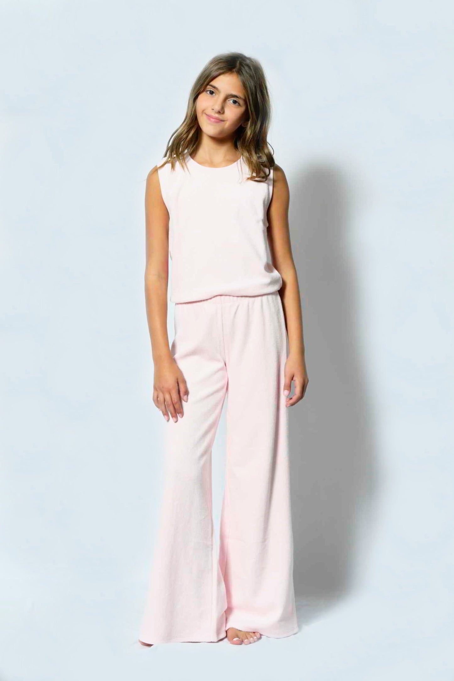 TWEEN TUCKER SOLID TERRY WIDELEG PANT