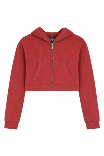 TWEEN VINTAGE CROP ZIP HOODIE