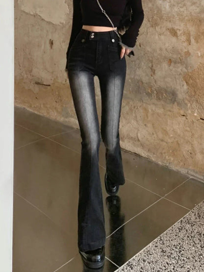 DressBetty - Chic Skinny Flare Winter Y2K High Waist Casual Jeans