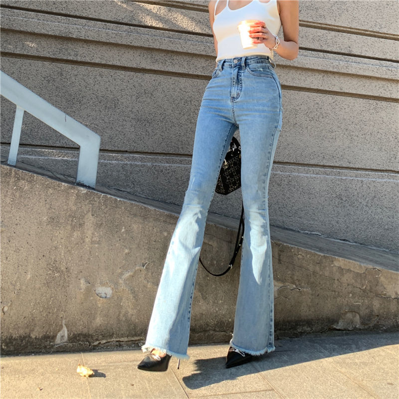 DressBetty - Casual High Waist Slim Flare Jeans High Street Vintage Stretchable Boot Cut Denim Pants