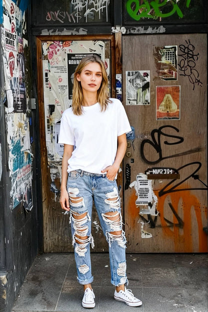 Straight Ripped Jeans