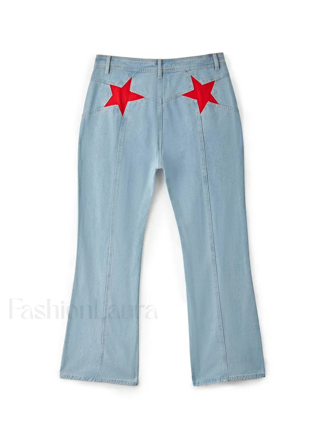 Back Star Patchwork Flare Jeans