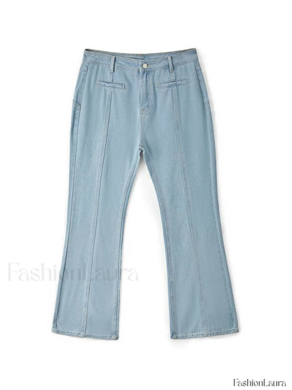 Back Star Patchwork Flare Jeans