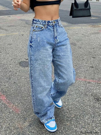 Basic Wash Straight Leg Boyfriend Jeans