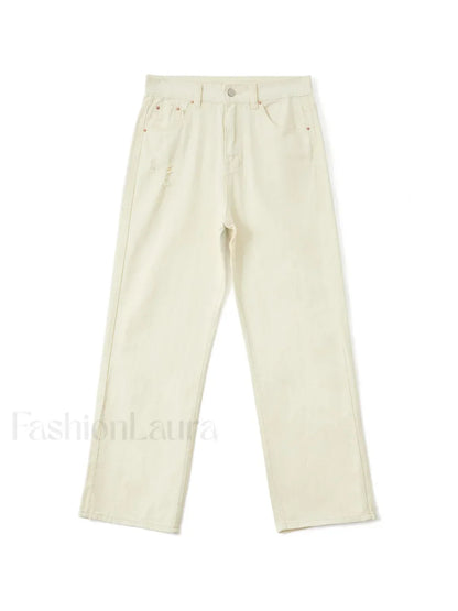 Basic Wash Straight Leg Boyfriend Jeans