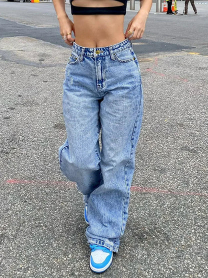 Basic Wash Straight Leg Boyfriend Jeans