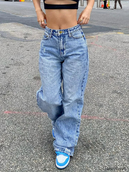 Basic Wash Straight Leg Boyfriend Jeans
