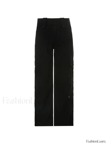 Buttoned Straight Leg Cargo Jeans