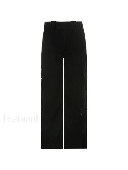 Buttoned Straight Leg Cargo Jeans