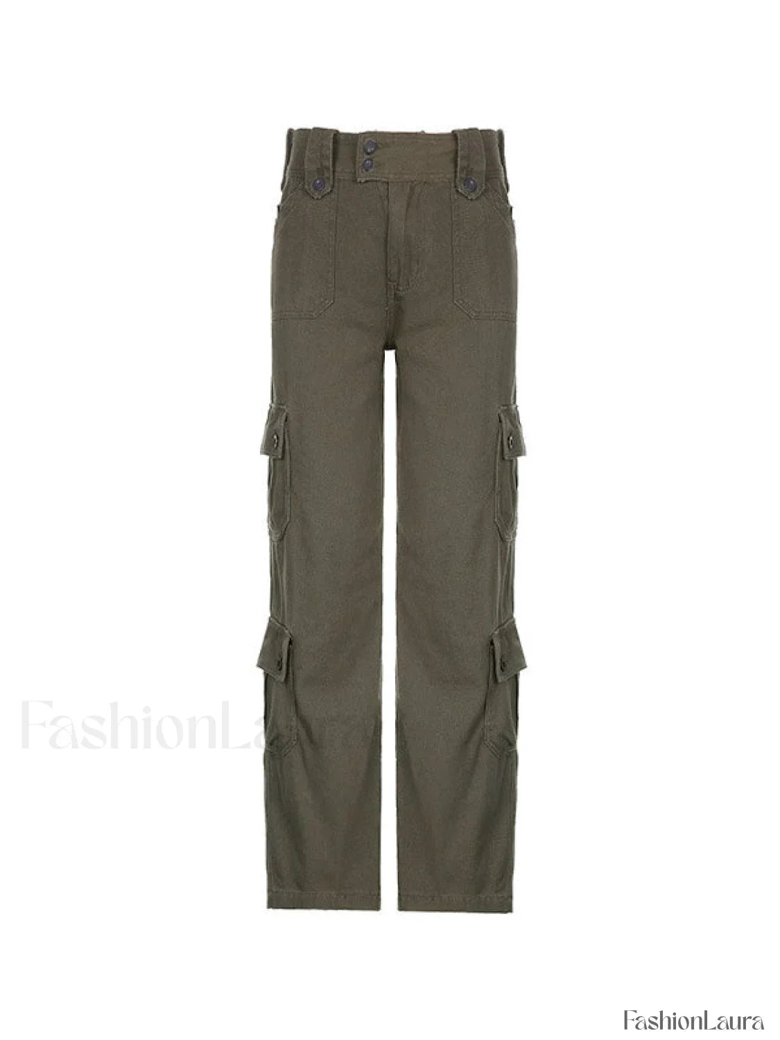 Buttoned Straight Leg Cargo Jeans