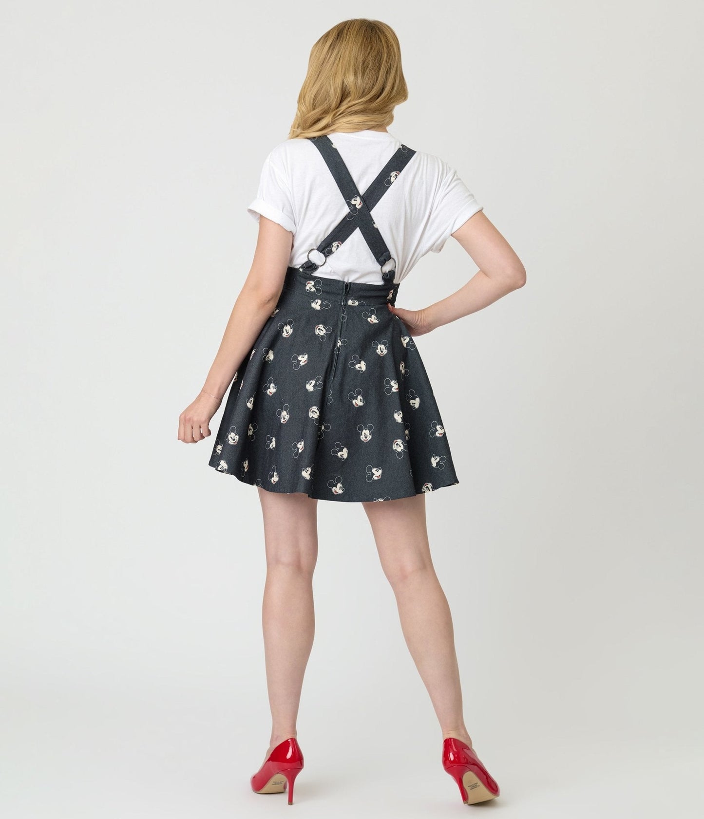 Disney Mickey & Friends Collection by Unique Vintage Mickey Face Pinafore Skirt