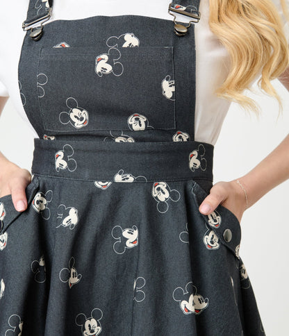 Disney Mickey & Friends Collection by Unique Vintage Mickey Face Pinafore Skirt