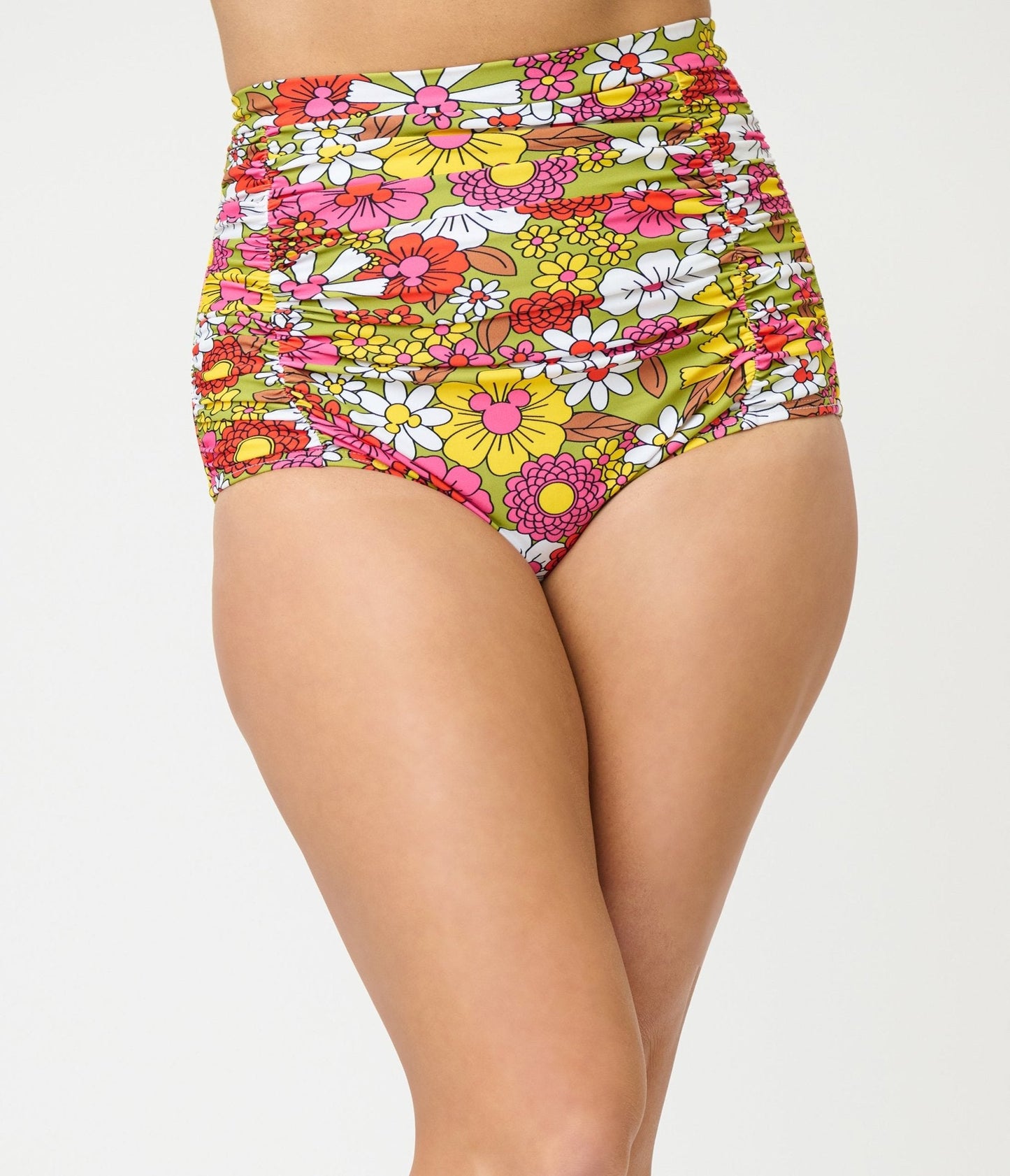 Disney Mickey & Friends Collection by Unique Vintage Mickey Floral Monroe High Waist Bikini Bottom