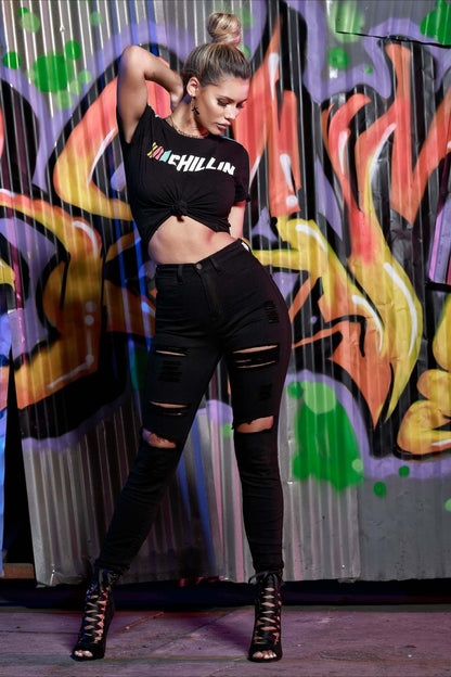 Stretch Ripped High Waist Skinny Jeans