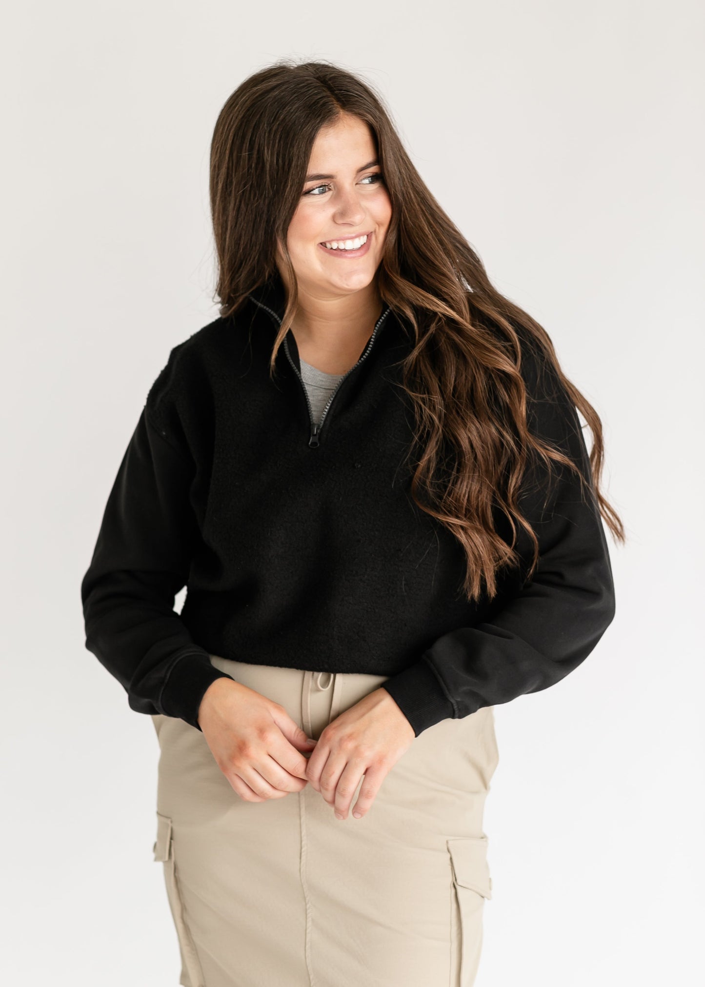 Fleece Half Zip Pullover Sweatshirt - FINAL SALE