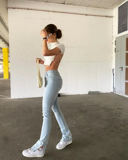 High Waist Graceful Slim Jeans