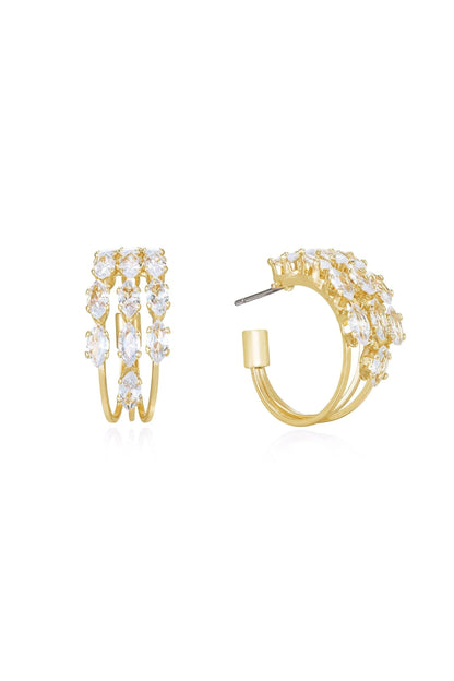 Multi-Crystal Huggie Hoop Earrings