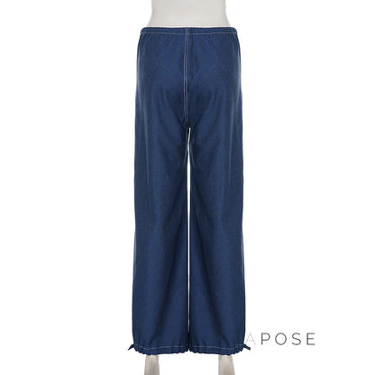 Zamara Faux Denim Wide-Leg Pants