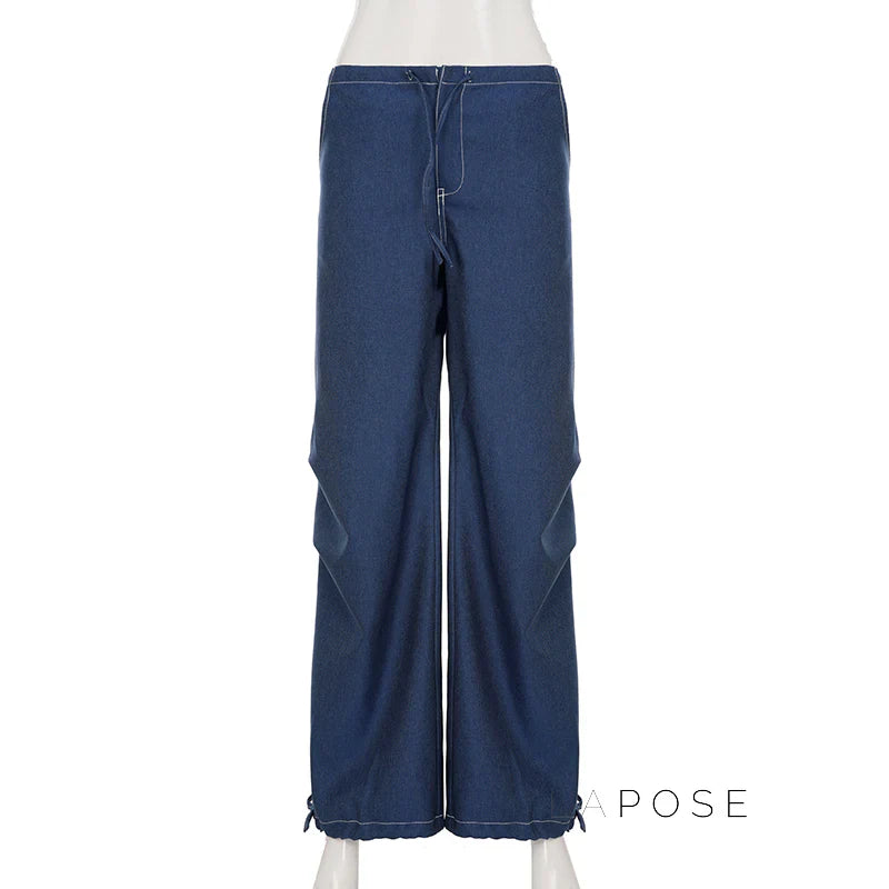 Zamara Faux Denim Wide-Leg Pants