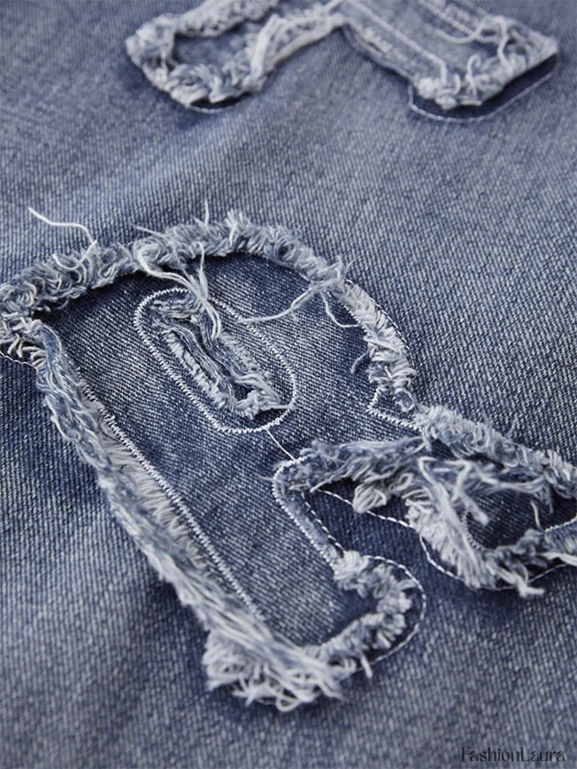 Letter Patch Faded Boyfriend Jeans
