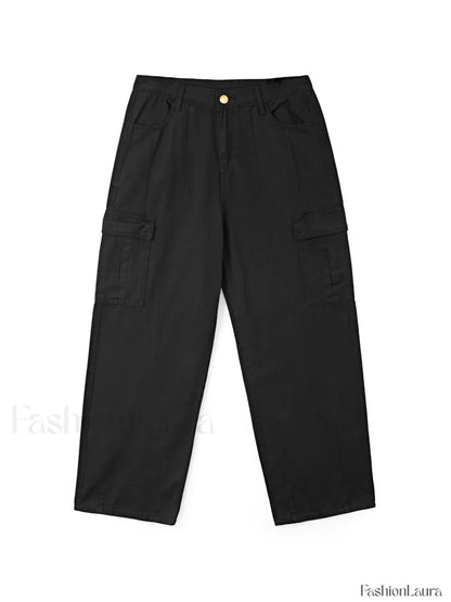 Men's Cargo Pocket Patched Straight Leg Jeans