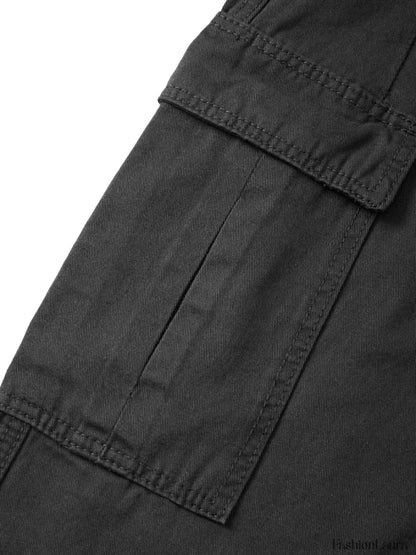 Men's Cargo Pocket Patched Straight Leg Jeans