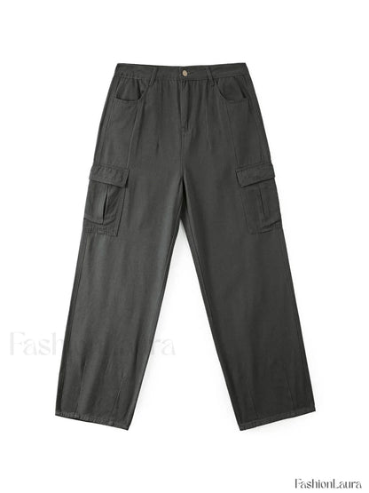 Men's Cargo Pocket Patched Straight Leg Jeans