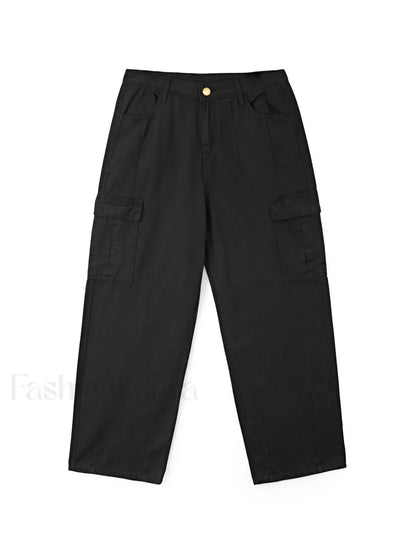 Men's Cargo Pocket Patched Straight Leg Jeans
