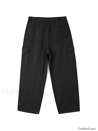 Men's Cargo Pocket Patched Straight Leg Jeans