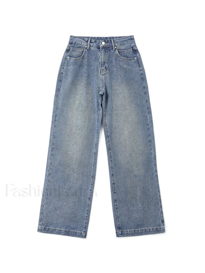 Pocket Design Blue Wash Boyfriend Jeans