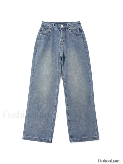Pocket Design Blue Wash Boyfriend Jeans
