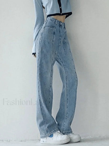 Seam Detail Washed Boyfriend Jeans